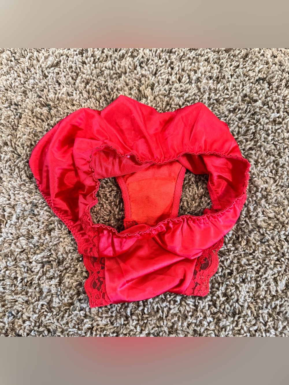 Vintage Red Lace-Trim High-Cut Panty - Picture 3 of 4